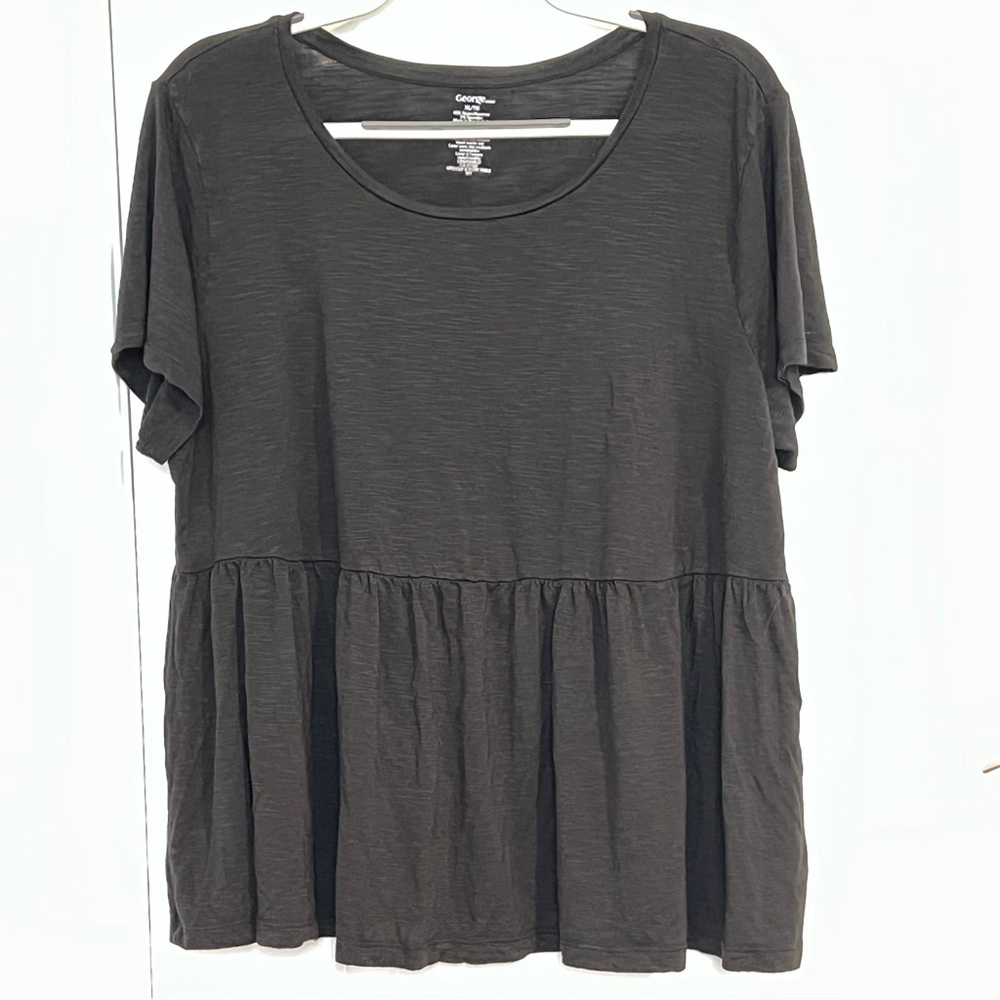 George Black Short Sleeve Peplum